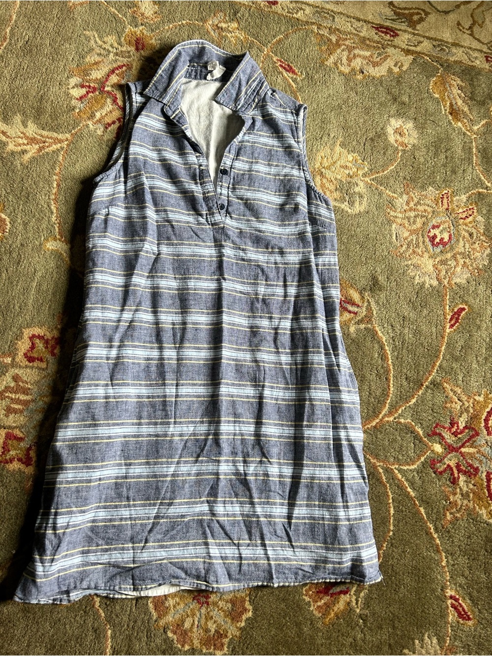 Beachlunchlounge Women’s Blue, White and Yellow Striped Dress Size M